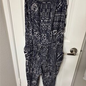 Madewell Blue and White Artistic Jumpsuit